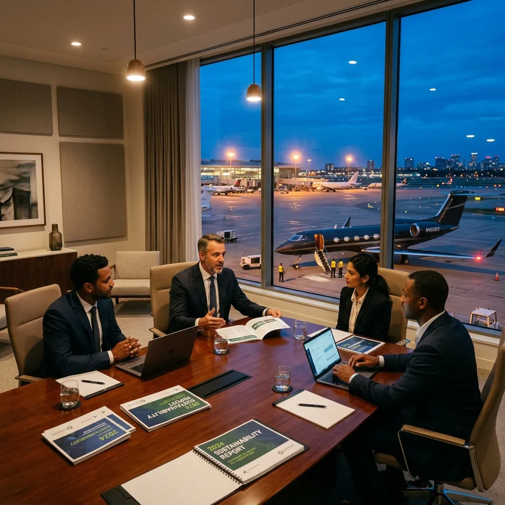 Boardroom with jet view