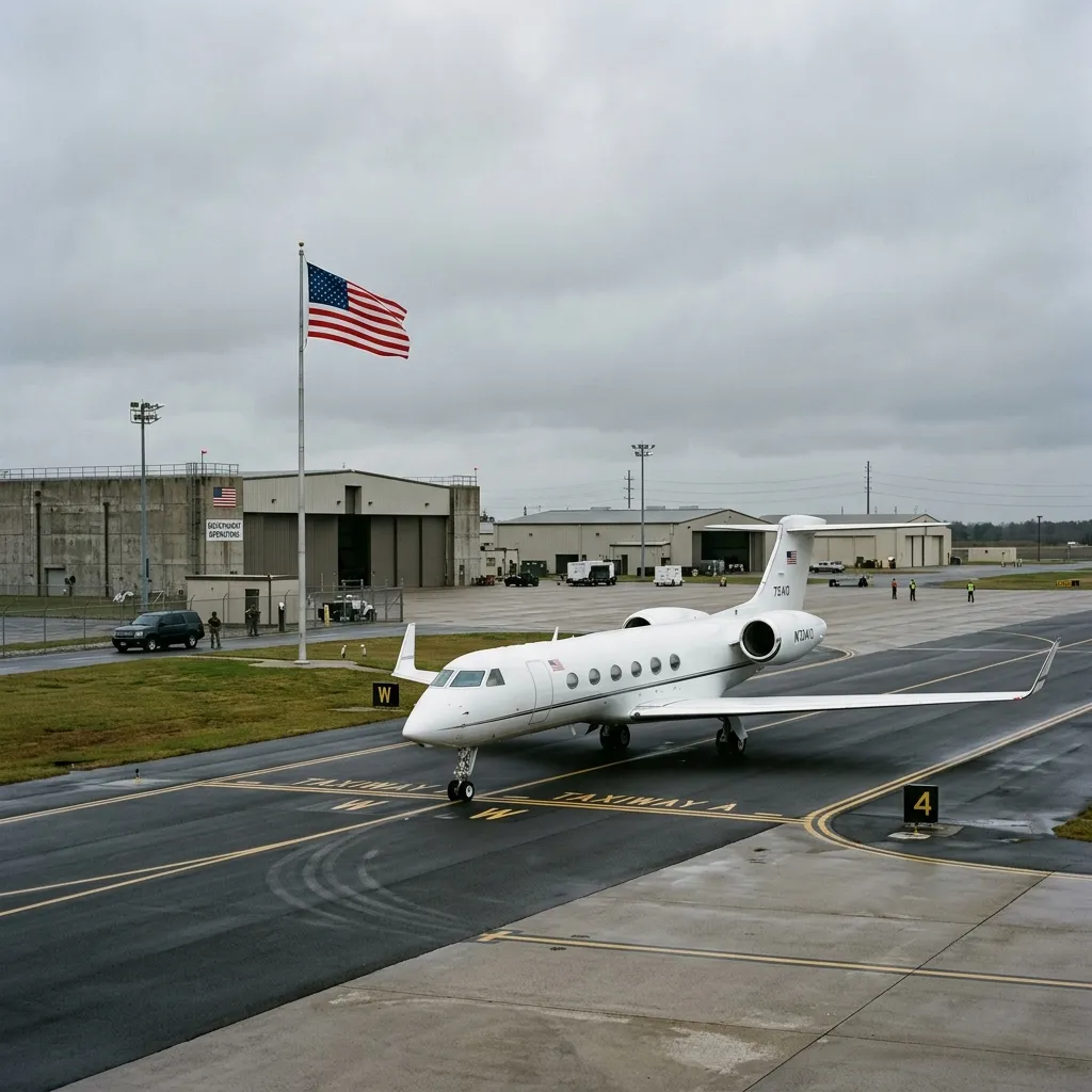 White government Gulfstream jet on airfield
