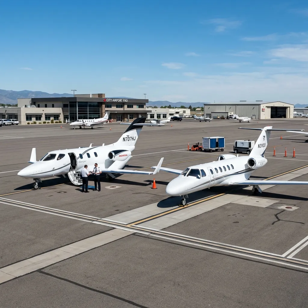 HondaJet and Citation M2 parked side by side on an airport ramp