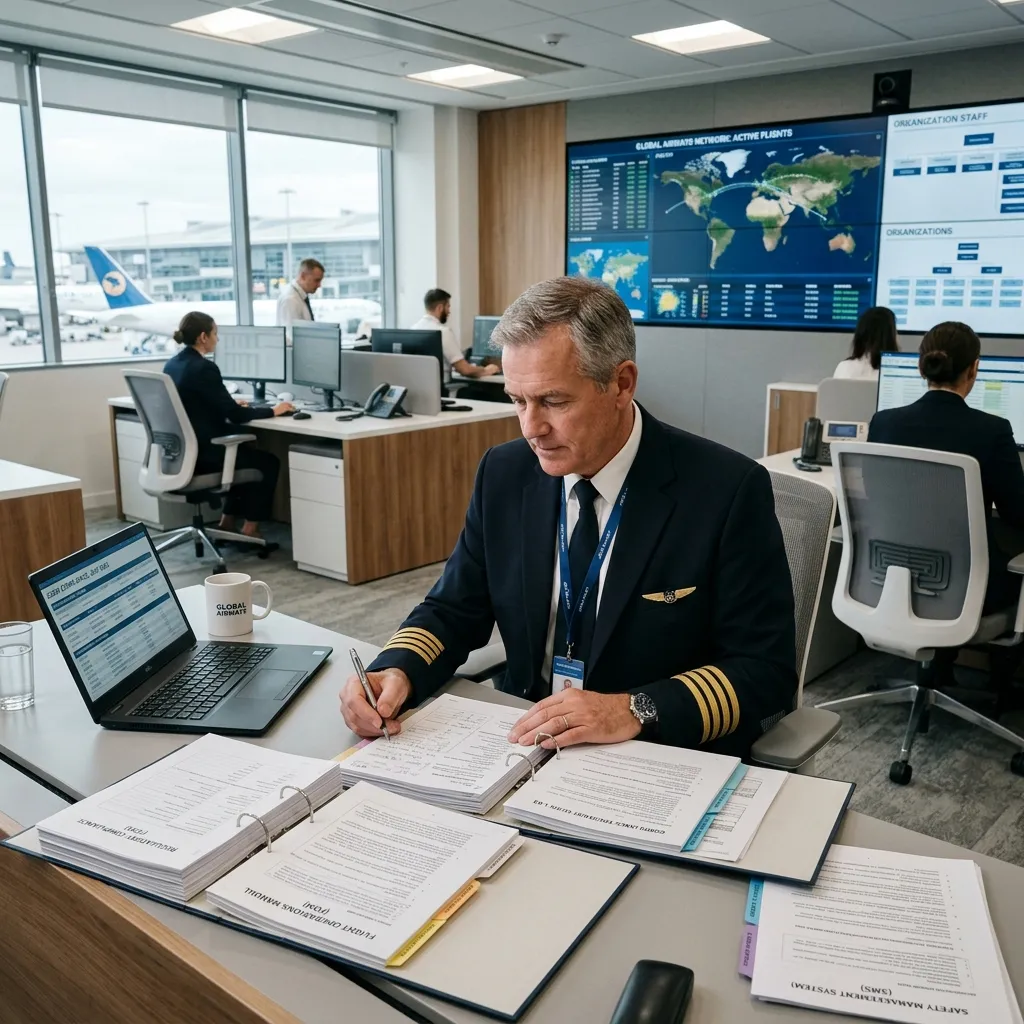 Professional pilot passing through security and compliance checkpoint