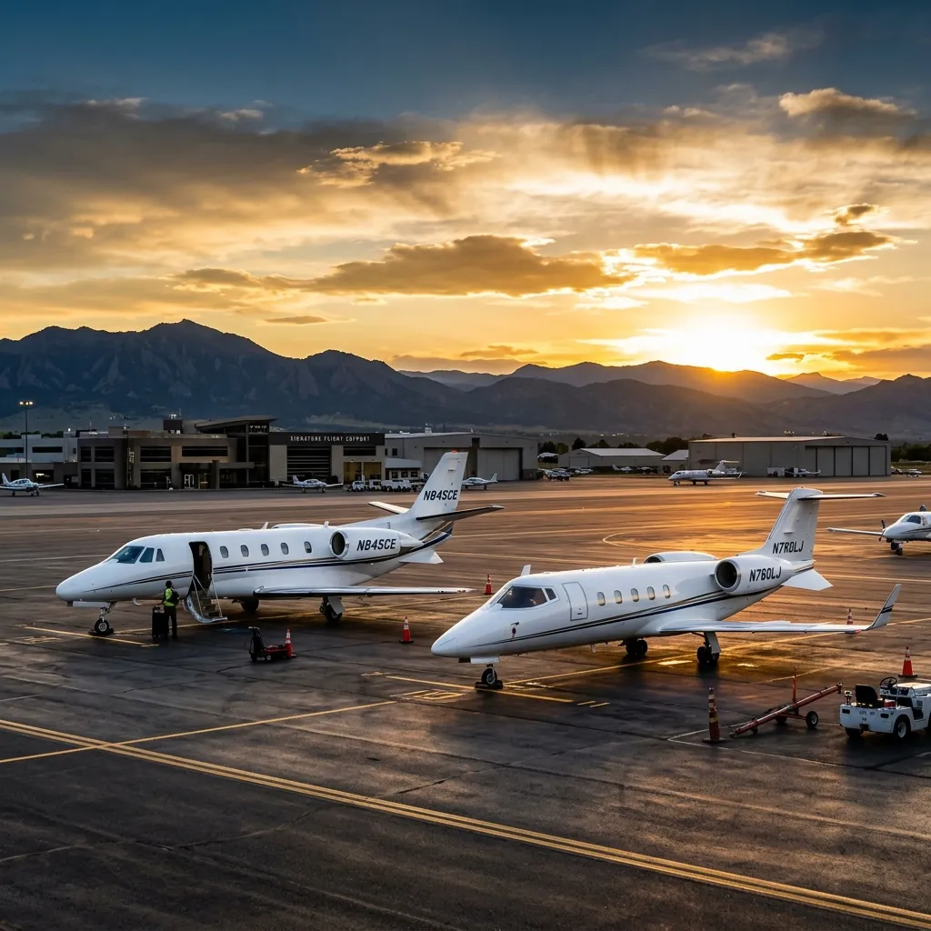 Cessna Citation Excel and Learjet 60 parked side by side on a private aviation ramp