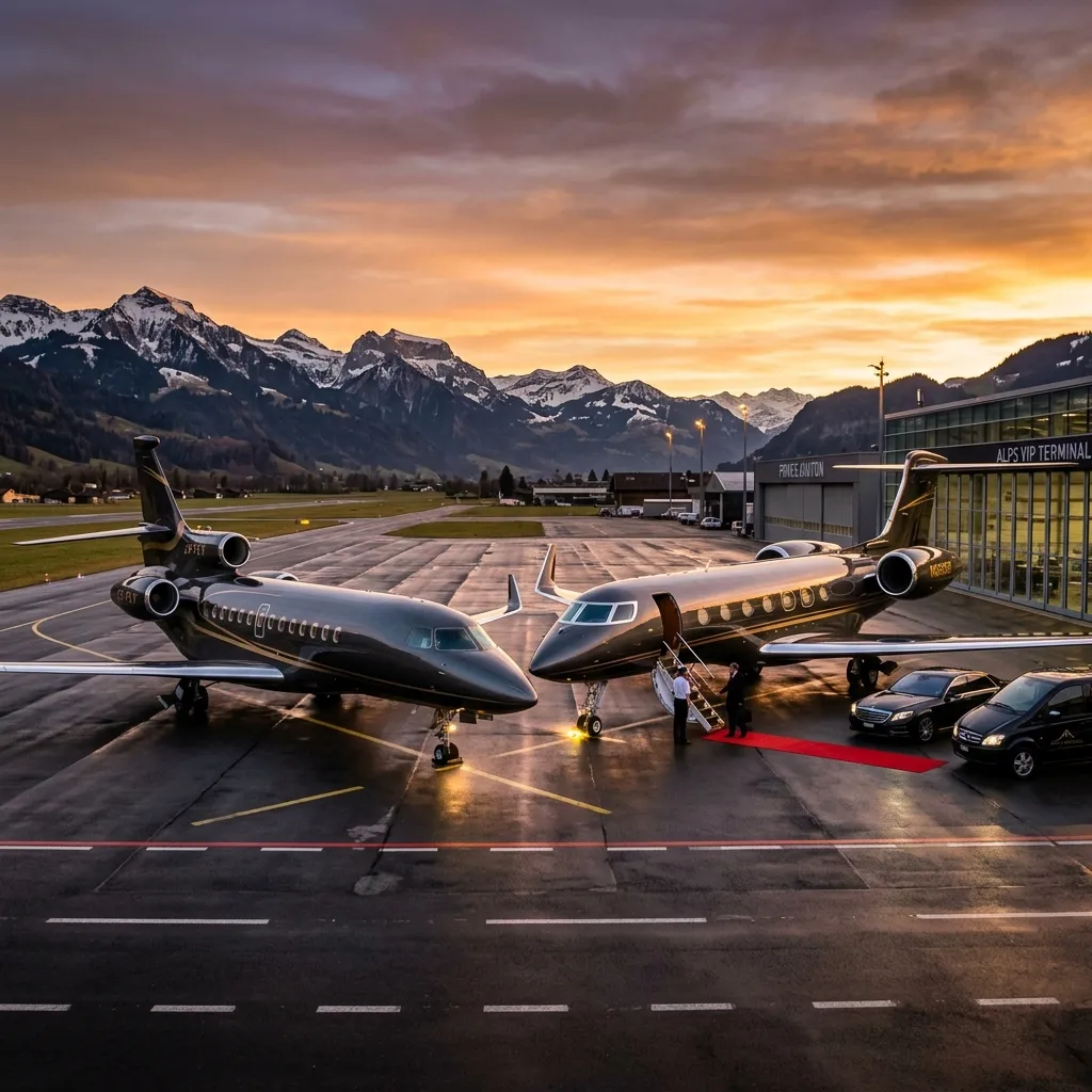 Dassault Falcon 8X and Gulfstream G650ER parked side by side on an international FBO ramp