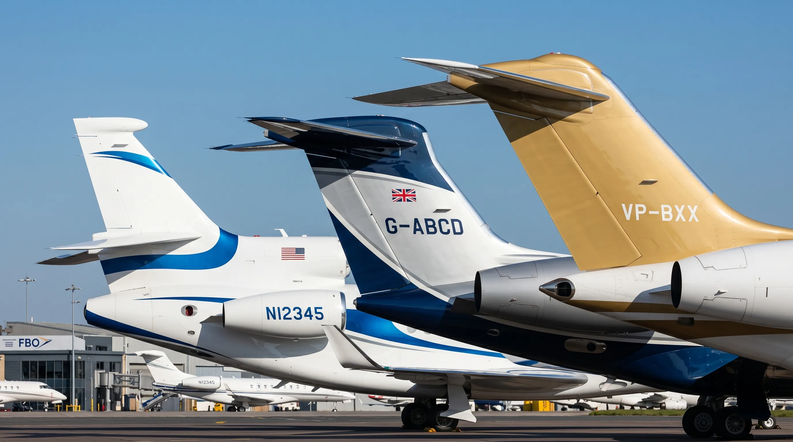 World map with business jet icons marking major registration countries