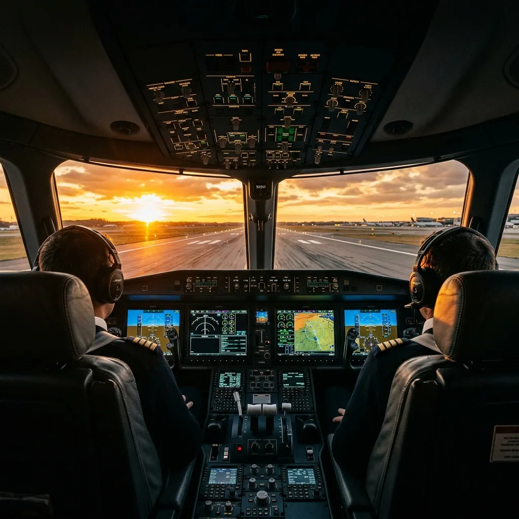 Cockpit at sunset